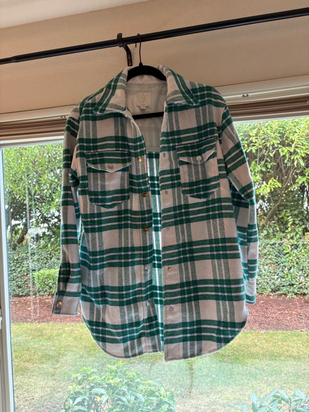 Joie Green and White Plaid Jacket
